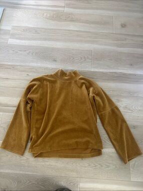 Madewell Mustard Ribbed Velvet Mock Neck Top